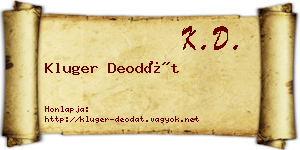 Kluger Deodát névjegykártya